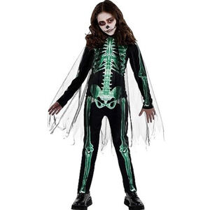 Glow In The Dark Grim Reaper Skeleton Halloween Costume Child Size XL 14-16